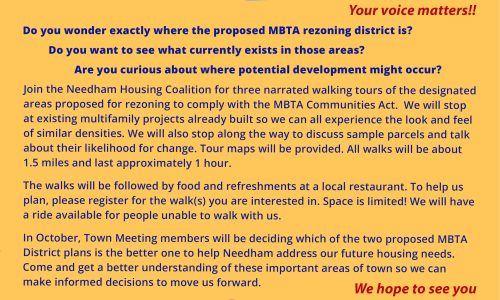 The Needham Housing Coalition Leads Walking Tours of the MBTA Rezoning District