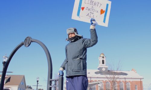 Anti-ICE Protestors Demonstrate in Needham Center