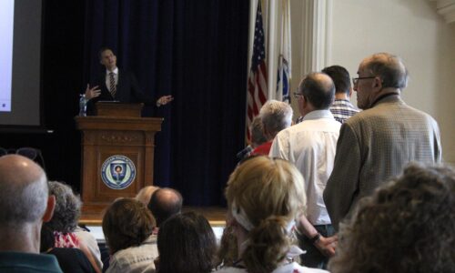 Auchincloss Talks Iran, AIPAC at Needham Town Hall