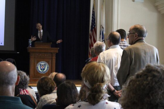 Auchincloss Talks Iran, AIPAC at Needham Town Hall