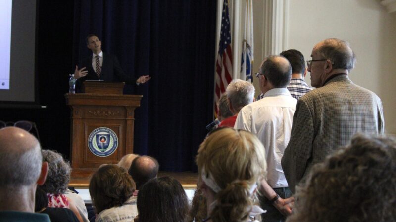 Auchincloss Talks Iran, AIPAC at Needham Town Hall
