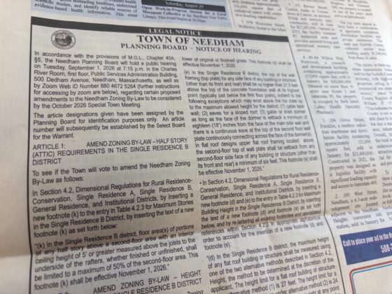 Needham’s Legal Notices Could Go ‘Print-Free’