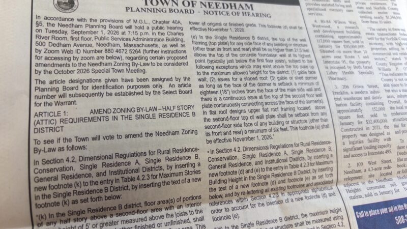 Needham’s Legal Notices Could Go ‘Print-Free’