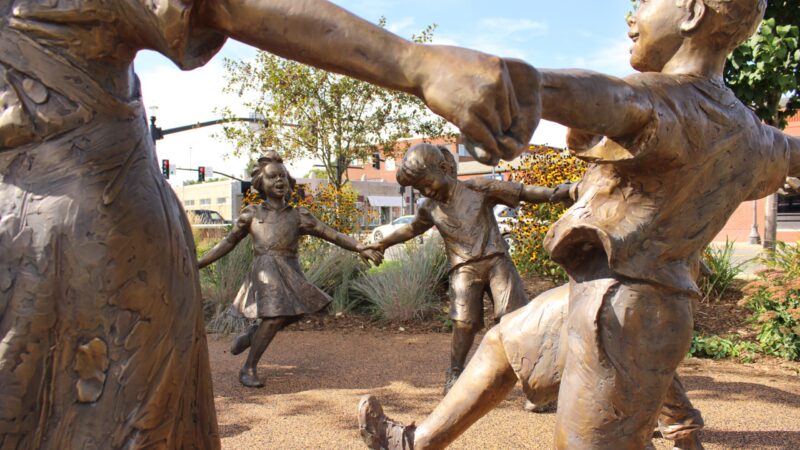 Circle of Peace Statue Returns to Town Common in Full Form